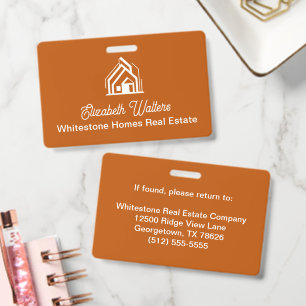 Orange Real Estate Company House Custom Realtor ID Badge