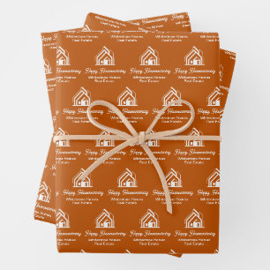 Orange Realtor Custom Real Estate Company Wrapping Paper Sheet