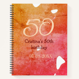 Orange red 50 birthday anniversary add name date p notebook