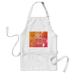 Orange red 50 birthday anniversary add name date p standard apron