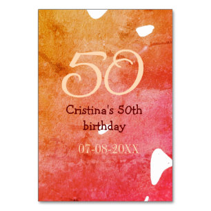 Orange red 50 birthday anniversary add name date p table number