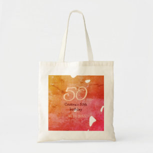Orange red 50 birthday anniversary add name date p tote bag