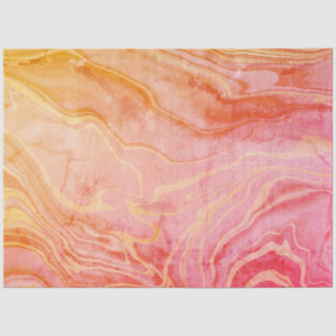 Orange red Abstract Marble Tissue Paper