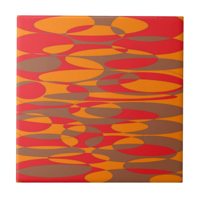 Orange, red and brown elliptical design tile (Front)