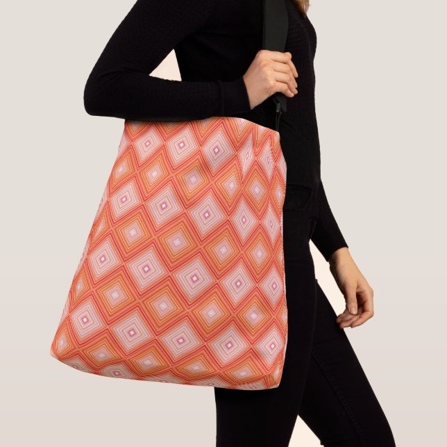Orange Red And Coral Patterned Crossbody Bag (Close Up)