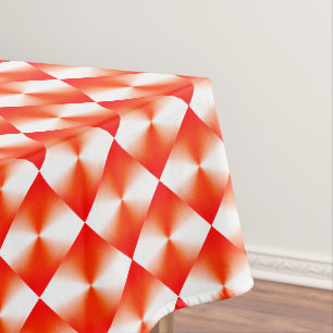 Orange Red and White Diamond Plaid Pattern Tablecloth