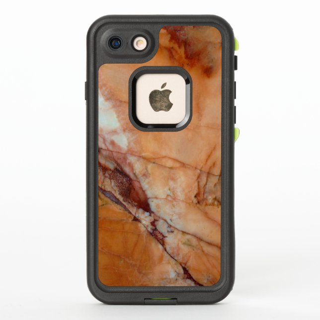 Orange Red and White Italian Marble LifeProof iPhone Case (Back)