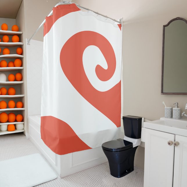 Orange Red and White Swirl Wave Shower Curtain (Creator Uploaded)