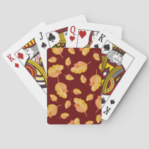 Orange Red Autumn Fall Leaves Playing Cards