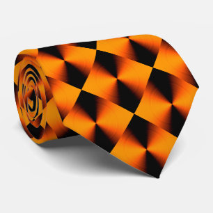 Orange Red Black Diamond Pattern Tie