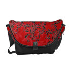 Orange-Red Black Ornate Scrolls Messenger Bag
