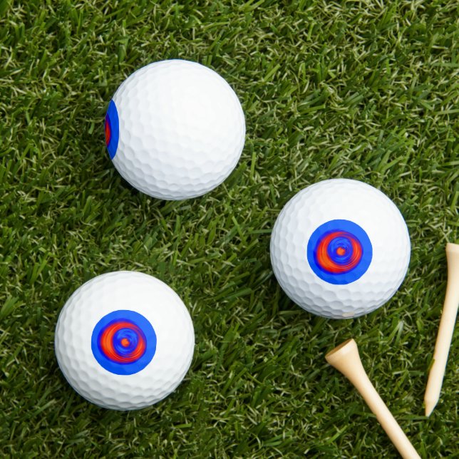 Orange Red Blue Golf Balls (Insitu Grass)