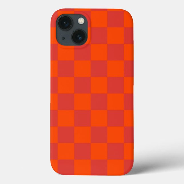 Orange Red Chequered Gingham Pattern Case-Mate iPhone Case (Back)