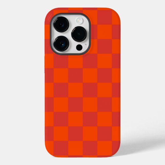 Orange Red Chequered Gingham Pattern Case-Mate iPhone Case (Back)