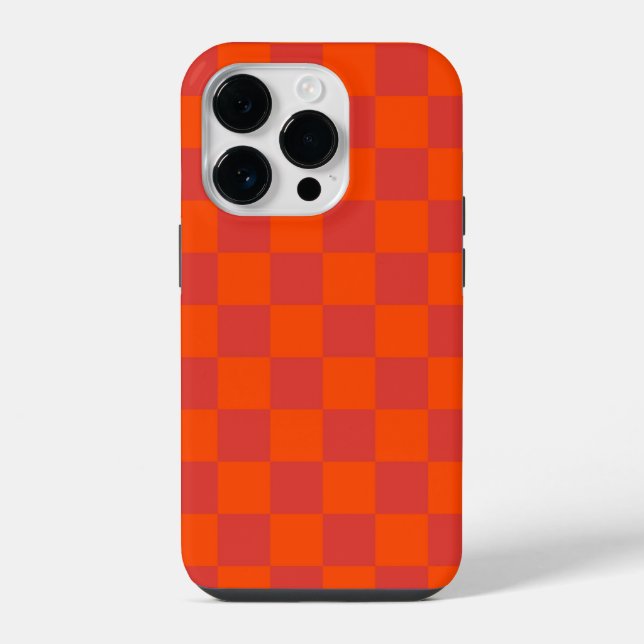 Orange Red Chequered Gingham Pattern iPhone Case (Back)