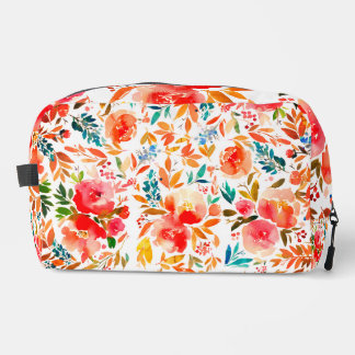 Orange red colorful rose floral summer dopp kit