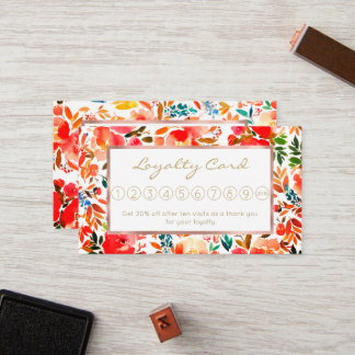  Orange red colorful rose floral summer Loyalty Card
