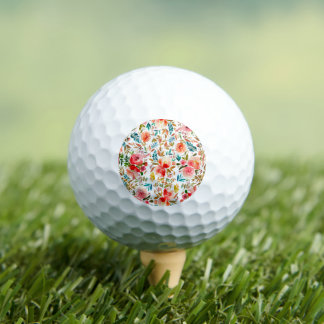 Orange red colourful rose floral summer golf balls