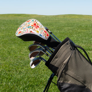 Orange red colourful rose floral summer golf head cover