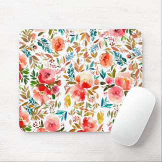 Orange red colourful rose floral summer mouse mat