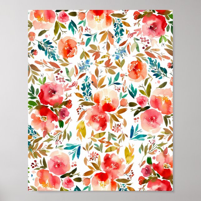  Orange red colourful rose floral summer Poster (Front)