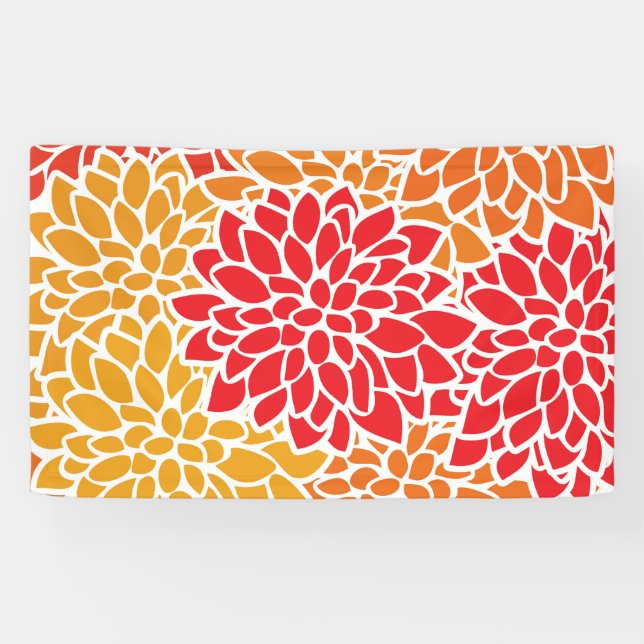Orange Red Colourful Vintage 60s Flower Banner (Horizontal)