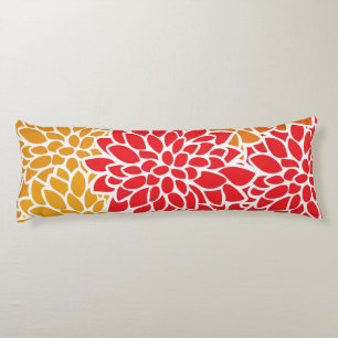 Orange Red Colourful Vintage 60s Flower Body Cushion