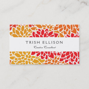 Orange Red Colourful Vintage 60s Flower Business Card