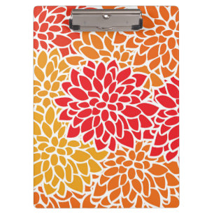 Orange Red Colourful Vintage 60s Flower Clipboard