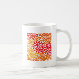 Orange Red Colourful Vintage 60s Flower Coffee Mug