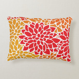 Orange Red Colourful Vintage 60s Flower Decorative Cushion