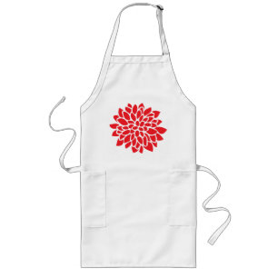 Orange Red Colourful Vintage 60s Flower Long Apron