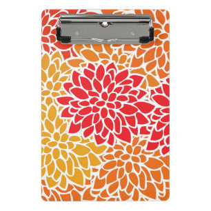 Orange Red Colourful Vintage 60s Flower Mini Clipboard
