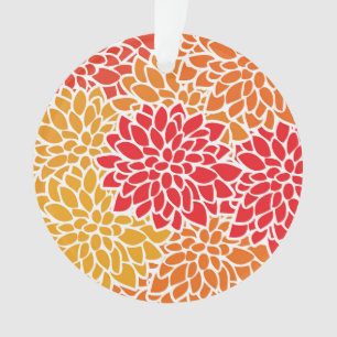 Orange Red Colourful Vintage 60s Flower Ornament