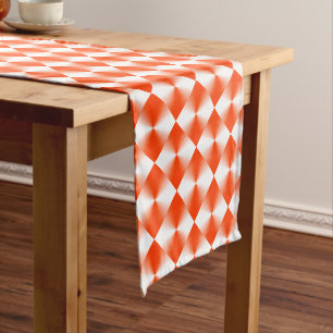 Orange Red Diamond Pattern Short Table Runner