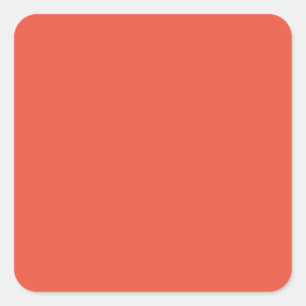 Orange Red #EC553E, Pale Copper Square Sticker