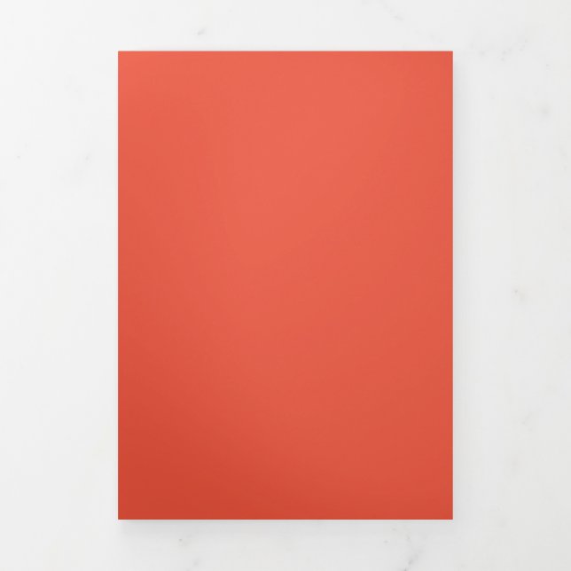 Orange Red #EC553E, Pale Copper Tri-Fold Holiday Card (Cover)