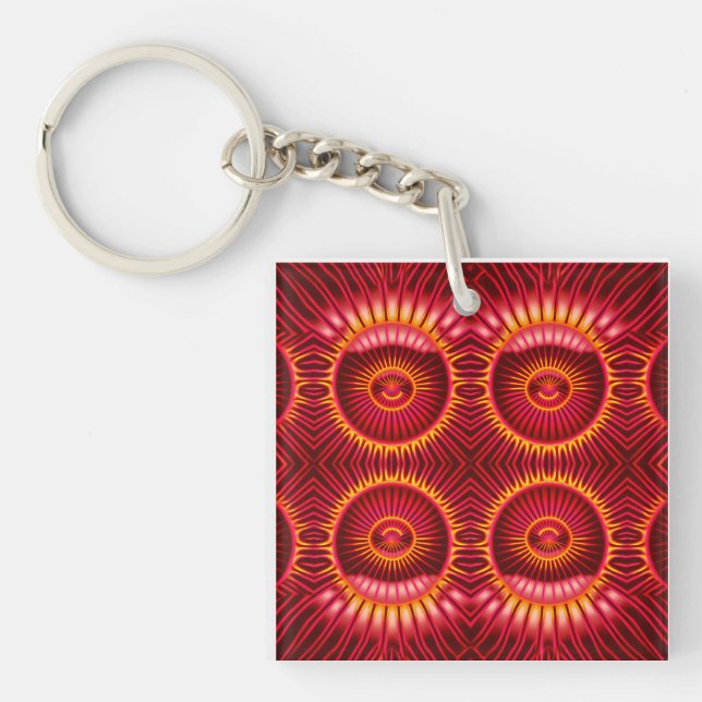 Orange & Red Energy Spheres Pattern Key Ring (Front)
