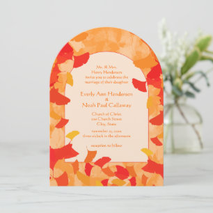 Orange Red Fall Leaves Wedding Invitation