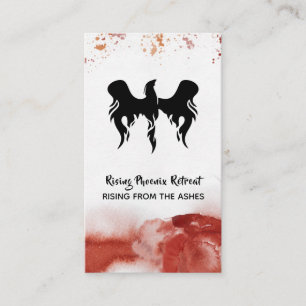 *~* Orange Red Feathers Black Phoenix Flame Business Card