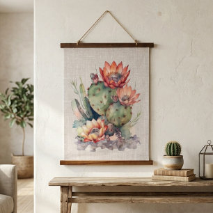 Orange/Red Flowering Cactus  Hanging Tapestry