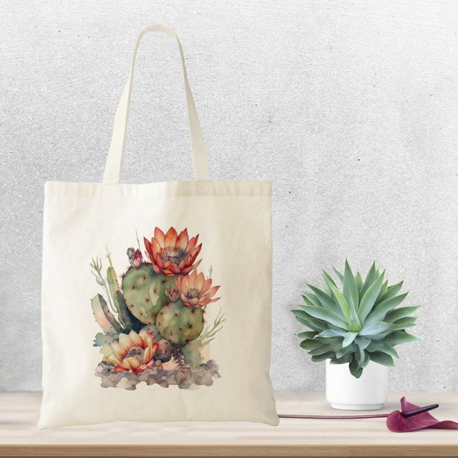 Orange/Red Flowering Cactus Tote Bag (Creator Uploaded)
