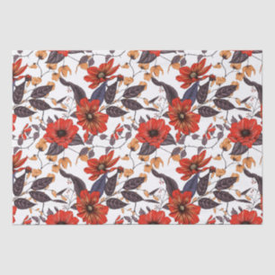 Orange-red flowers seamless pattern tissue paper