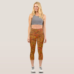 Orange Red Green Abstract Seamless Pattern Capri Leggings