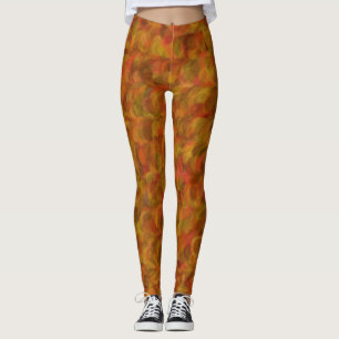 Orange Red Green Abstract Seamless Pattern Leggings