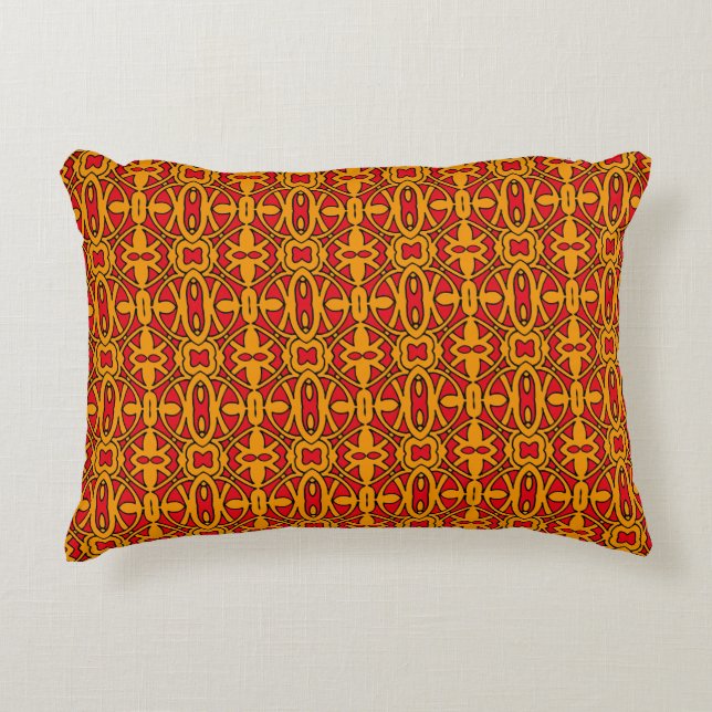Orange & Red Hand Drawn Pattern Decorative Cushion (Front)