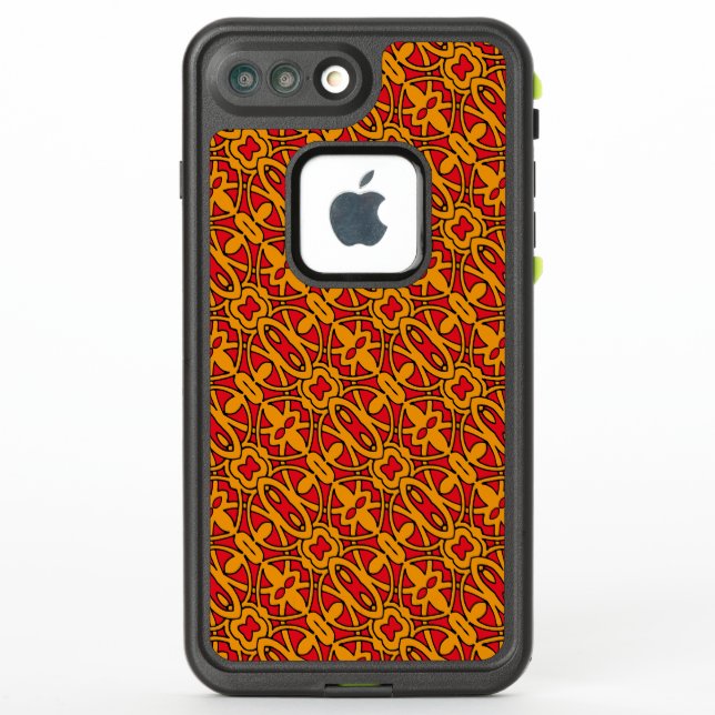 Orange & Red Hand Drawn Pattern LifeProof iPhone Case (Back)