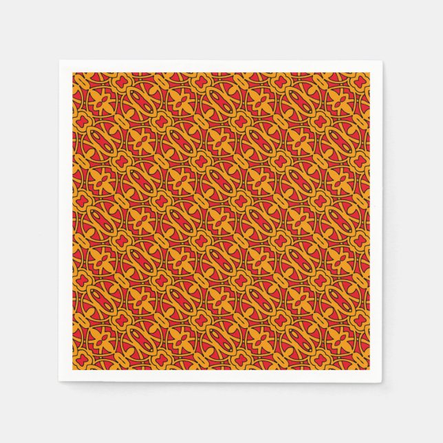 Orange & Red Hand Drawn Pattern Napkin (Front)