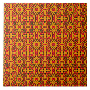 Orange & Red Hand Drawn Pattern Tile