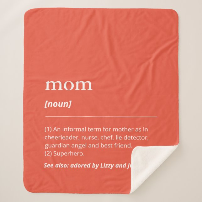 Orange red humourous mum definition kids names sherpa blanket (Front)